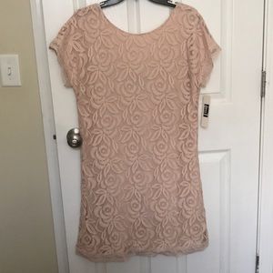 Blush lace mini dress